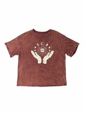 Burgundy Celestial Hands with moon tee